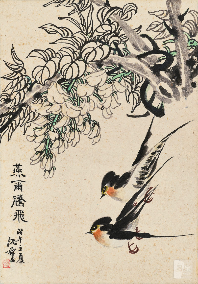 沈觐寿 飞燕图 - 图1